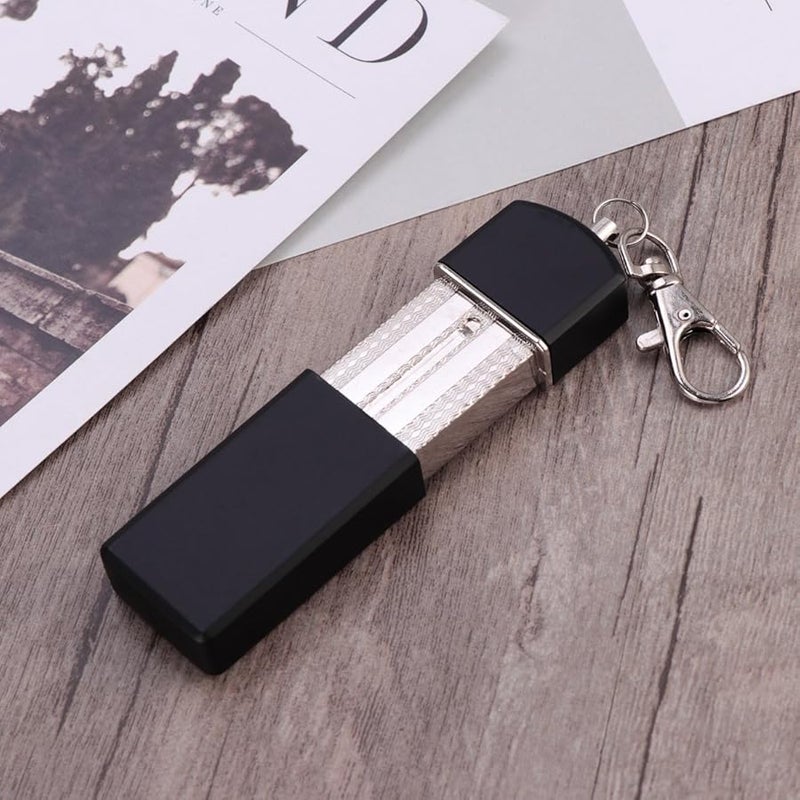 Portable Windproof Metal Ashtray with Lid Keychain Compact Pocket Size Easy Clean Black - Image 3